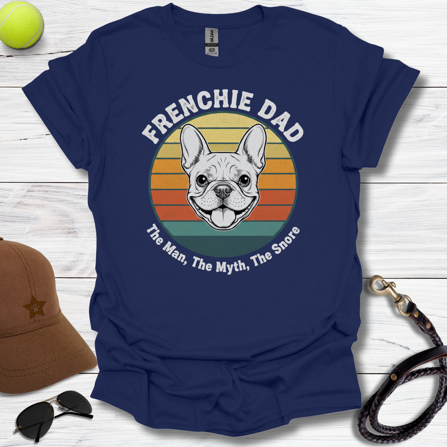 Frenchie Dad Man, Myth, Snore T-Shirt
