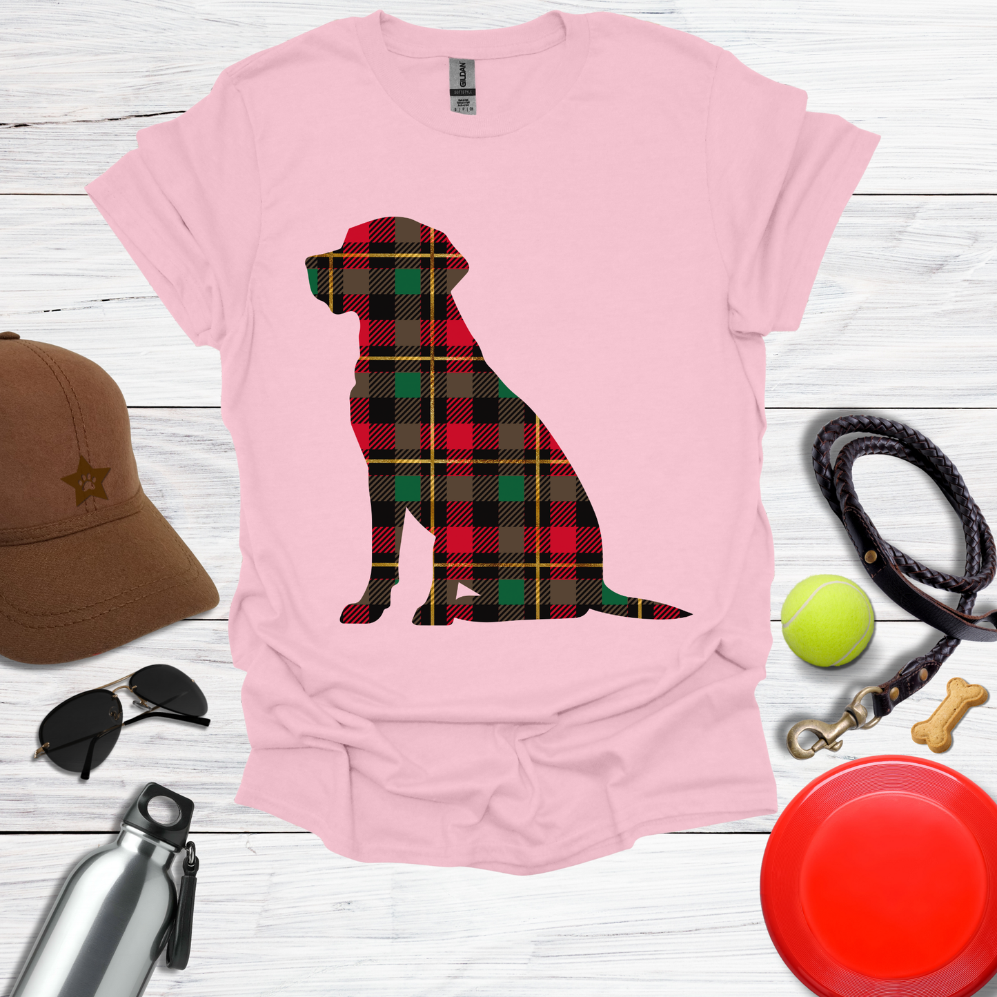 Plaid Labrador Silhouette T-Shirt