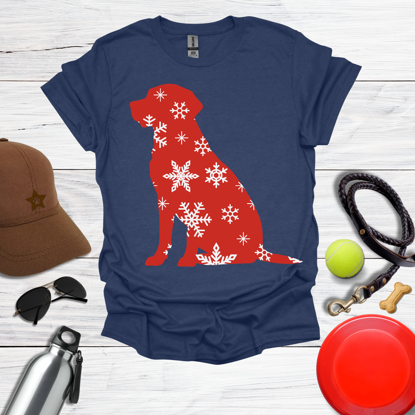 Christmas Labrador Red & Snowflake T-Shirt