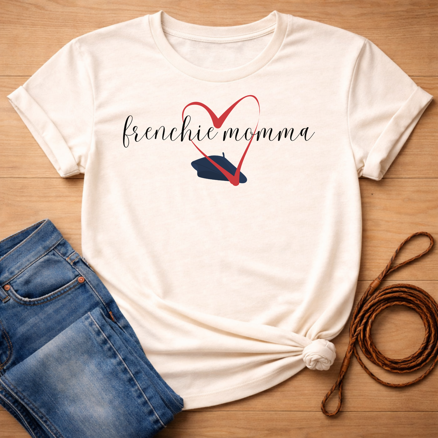 Frenchie Momma Heart & Beret