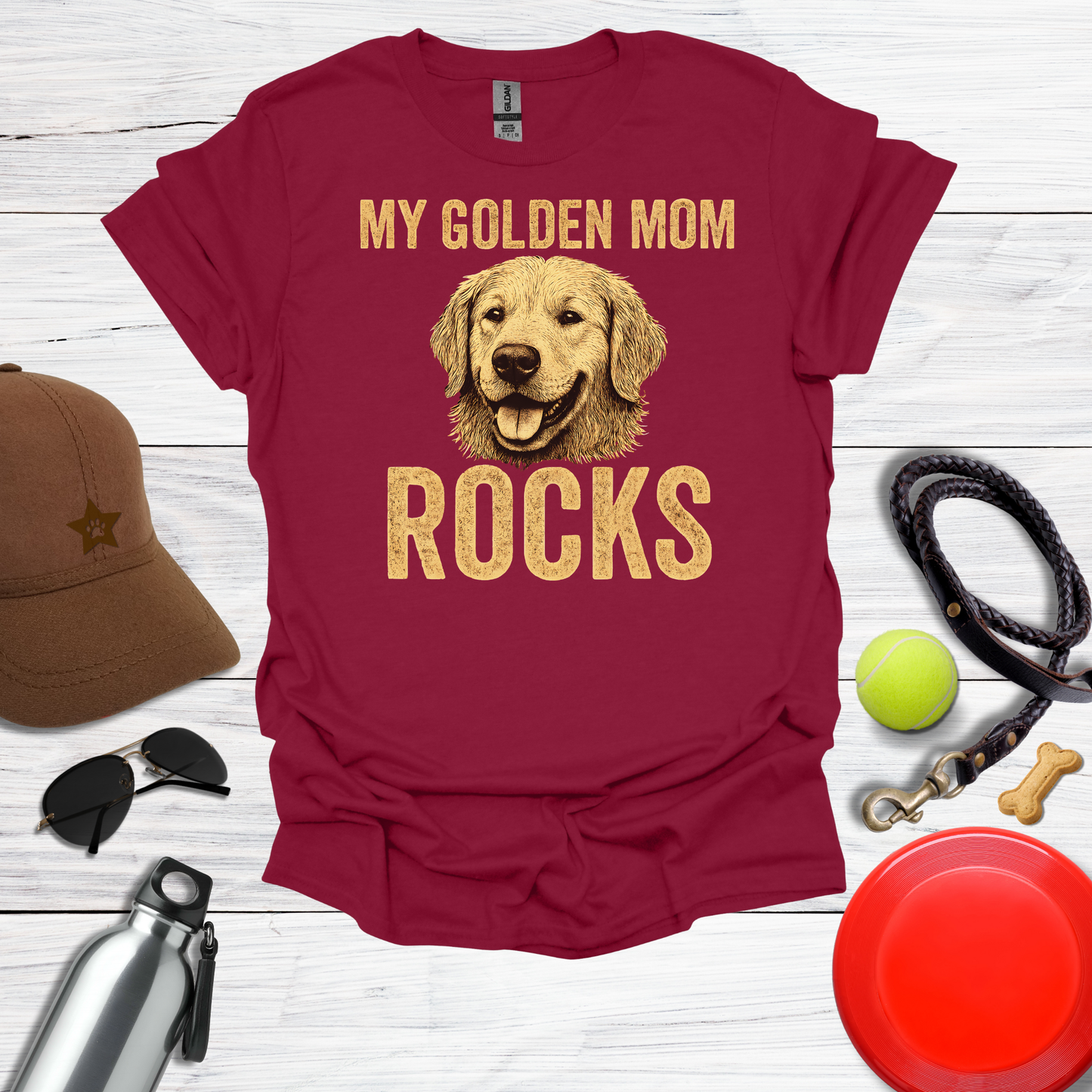 "My Golden Mom Rocks" Dog Mom T-Shirt
