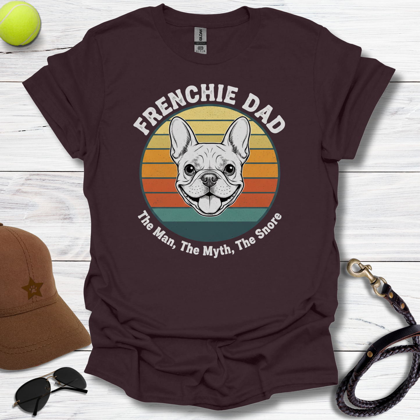 Frenchie Dad Man, Myth, Snore T-Shirt