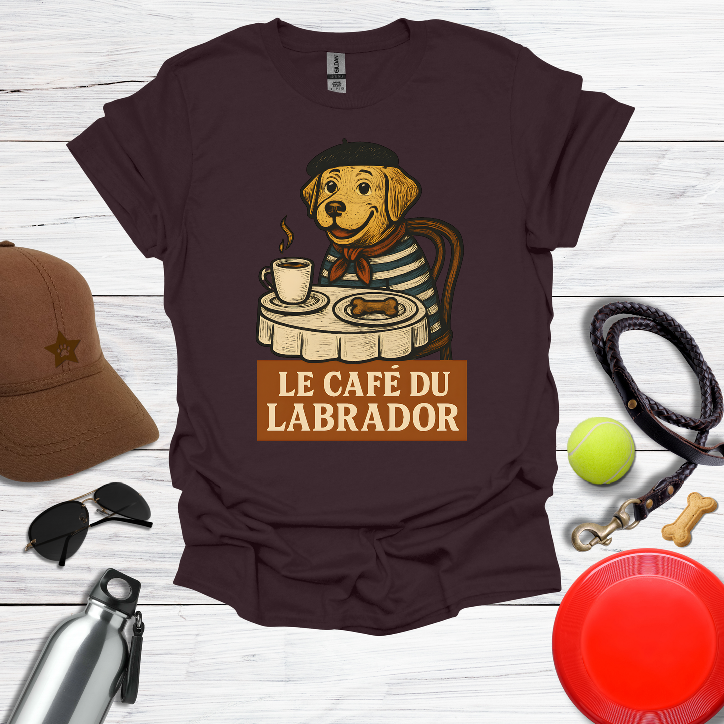 Cute Labrador at French Cafe T-Shirt