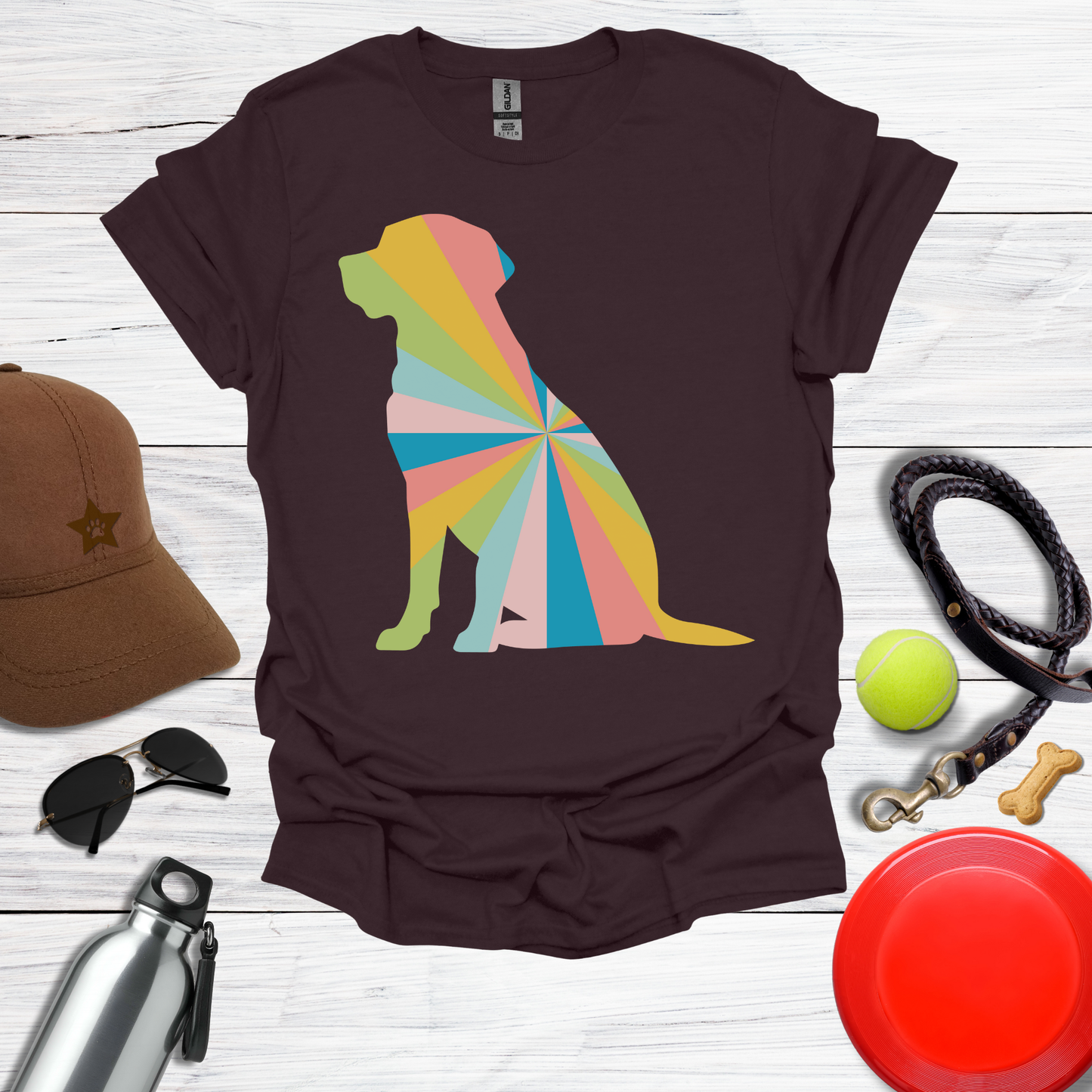 Rainbow Geometric Labrador Dog T-Shirt