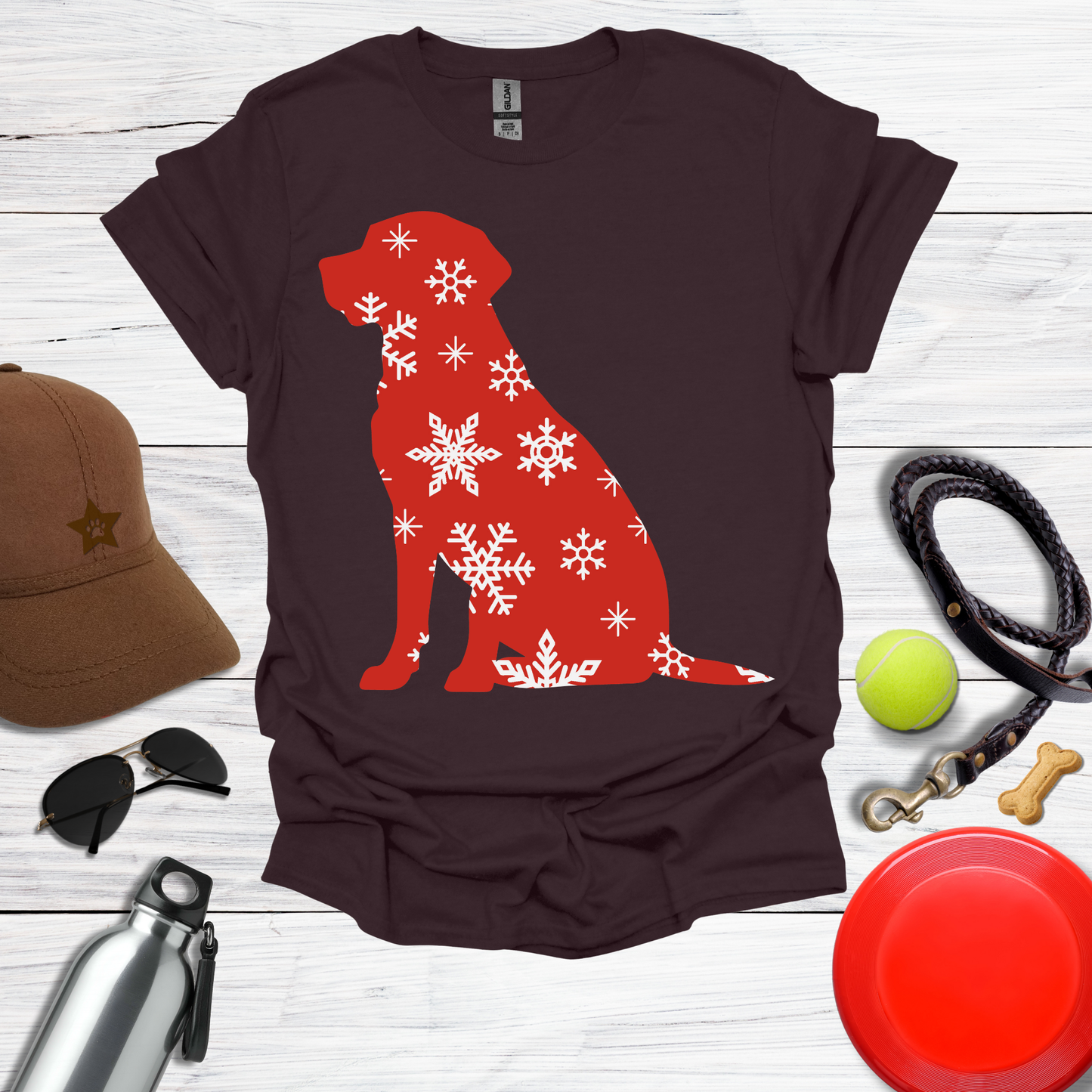 Christmas Labrador Red & Snowflake Tee
