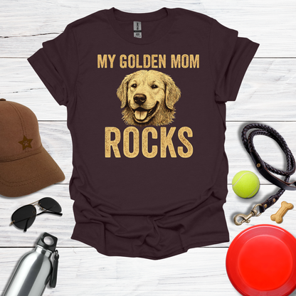 "My Golden Mom Rocks" Dog Mom T-Shirt
