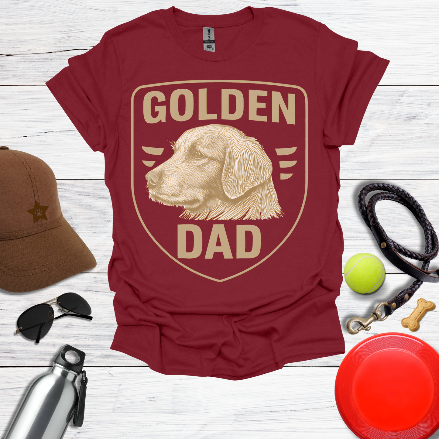 Golden DAD Proud Retriever Emblem T-Shirt