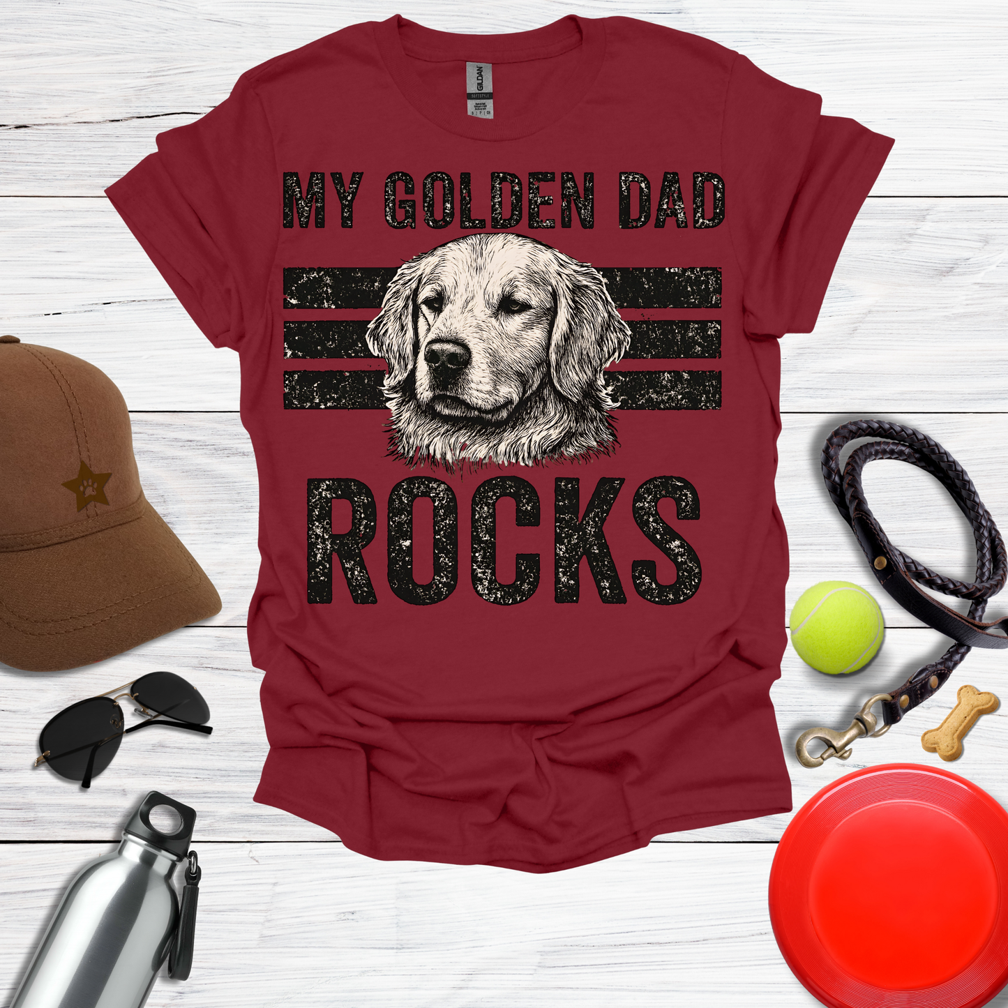 “My Golden Dad Rocks” Dog Dad T-Shirt