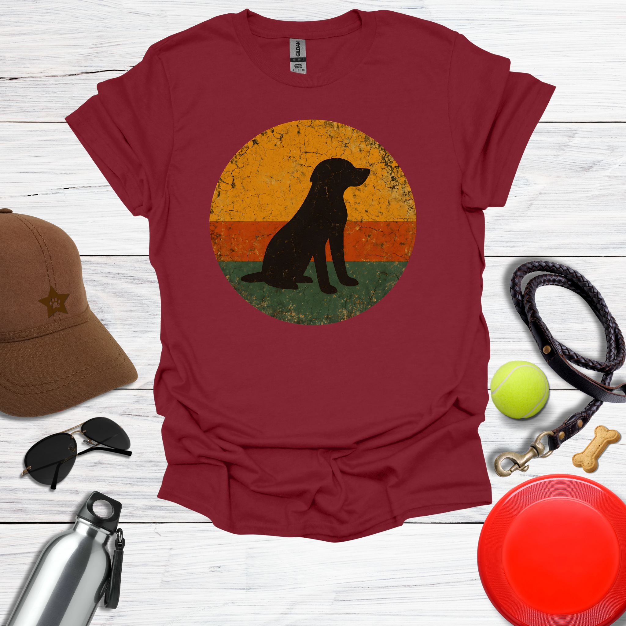 Retro Labrador Sunset Silhouette T-Shirt