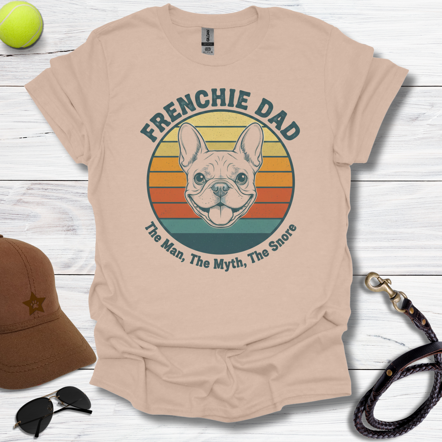 Frenchie Dad Man, Myth, Snore T-Shirt