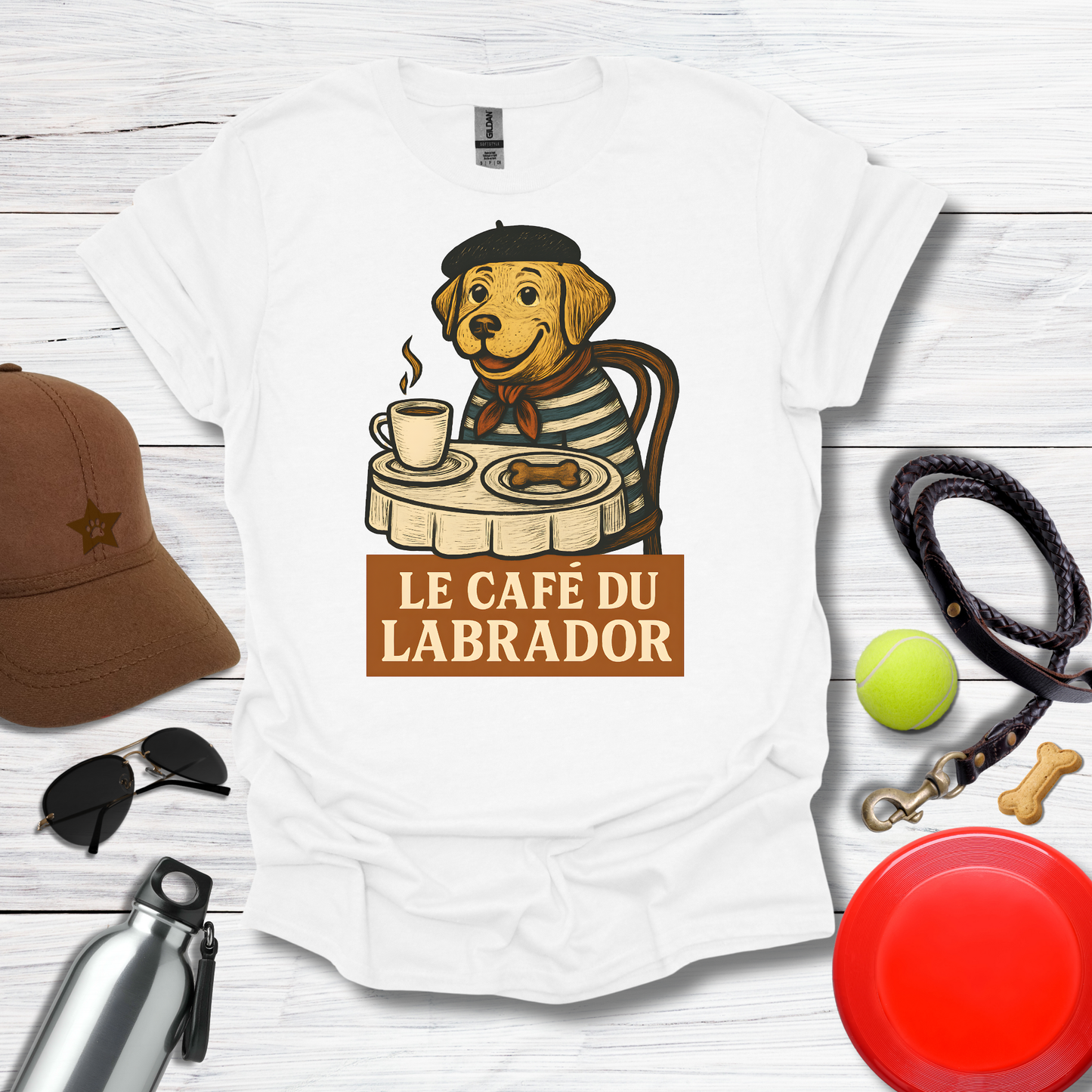 Cute Labrador at French Cafe T-Shirt
