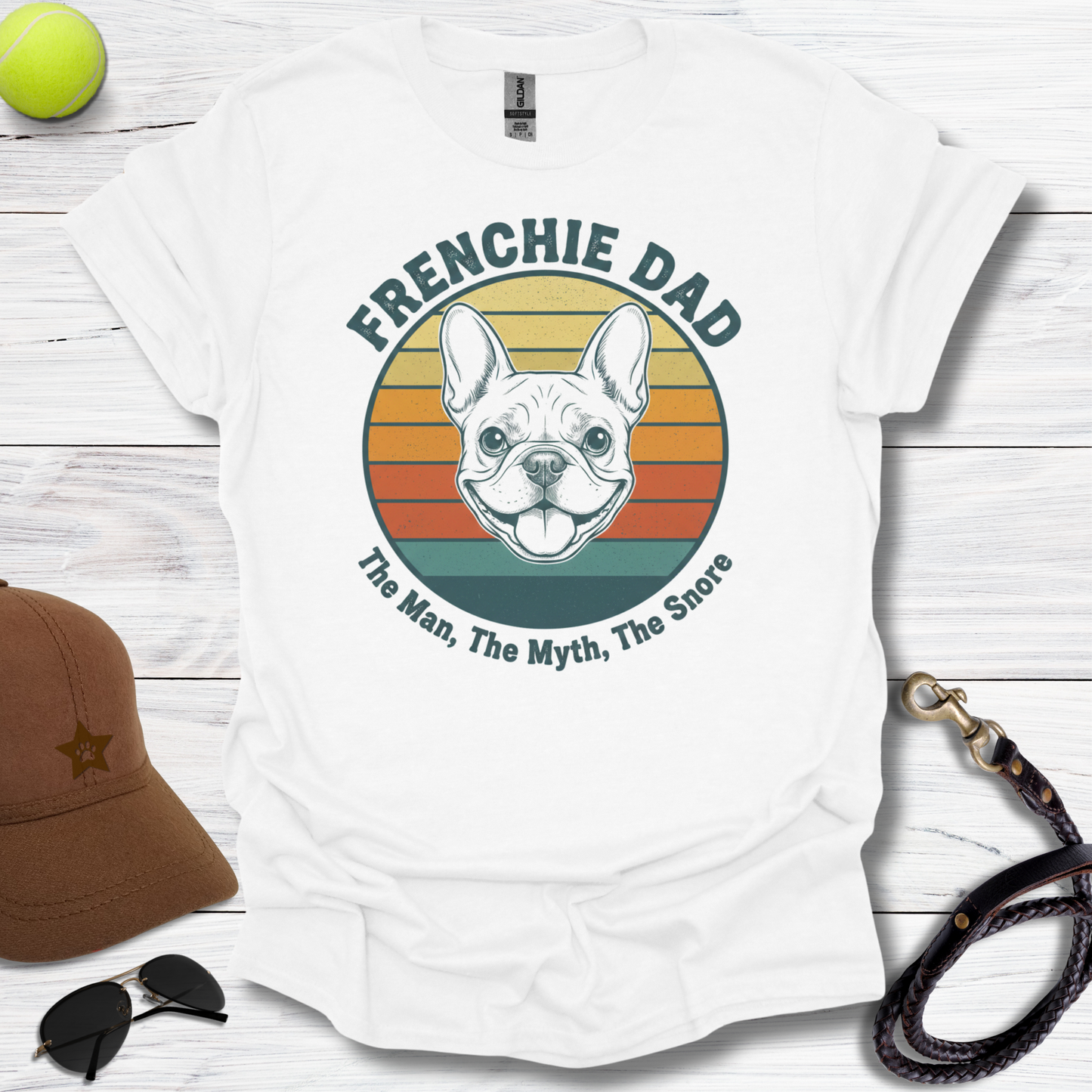 Frenchie Dad Man, Myth, Snore T-Shirt