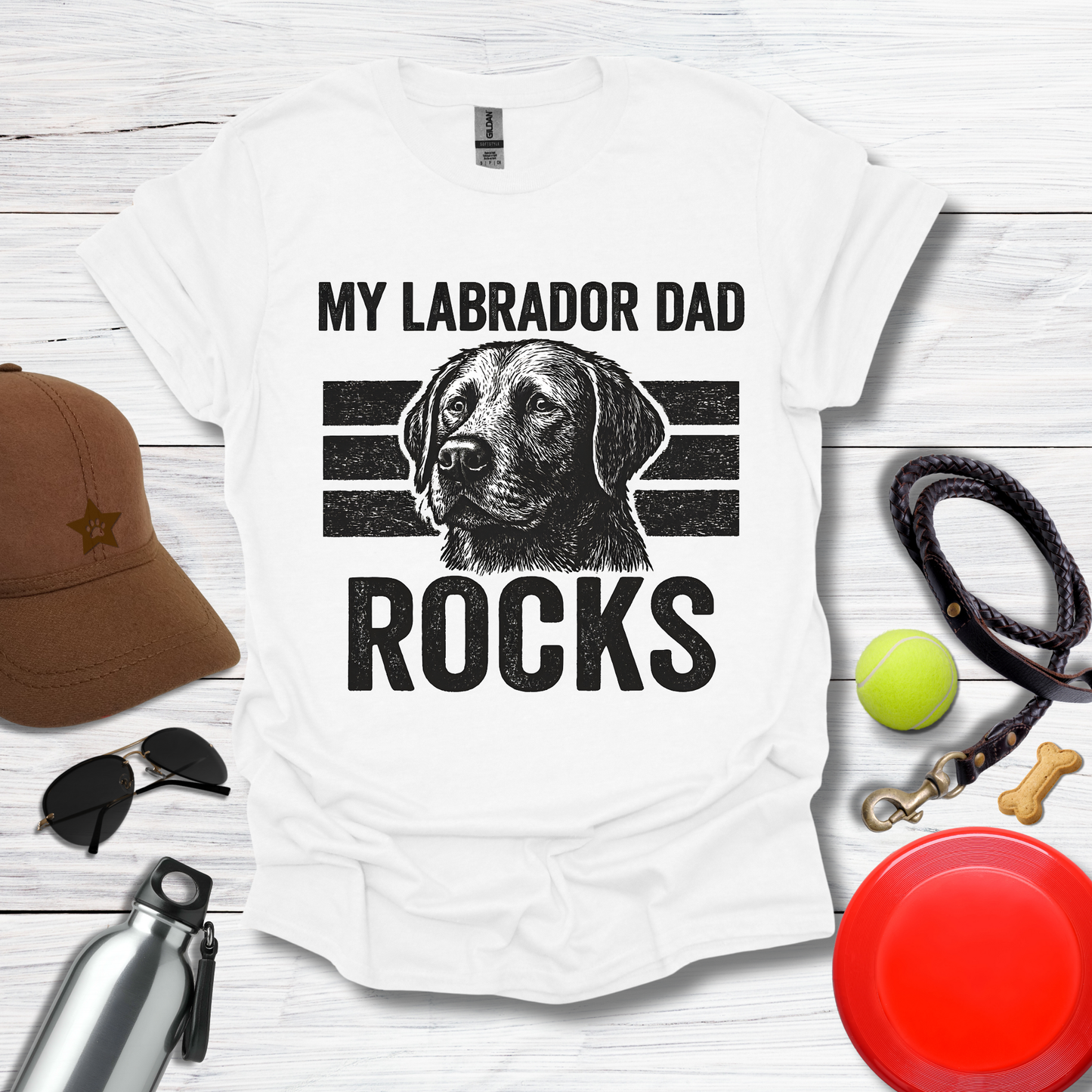 My Labrador Dad Rocks Retro T-Shirt