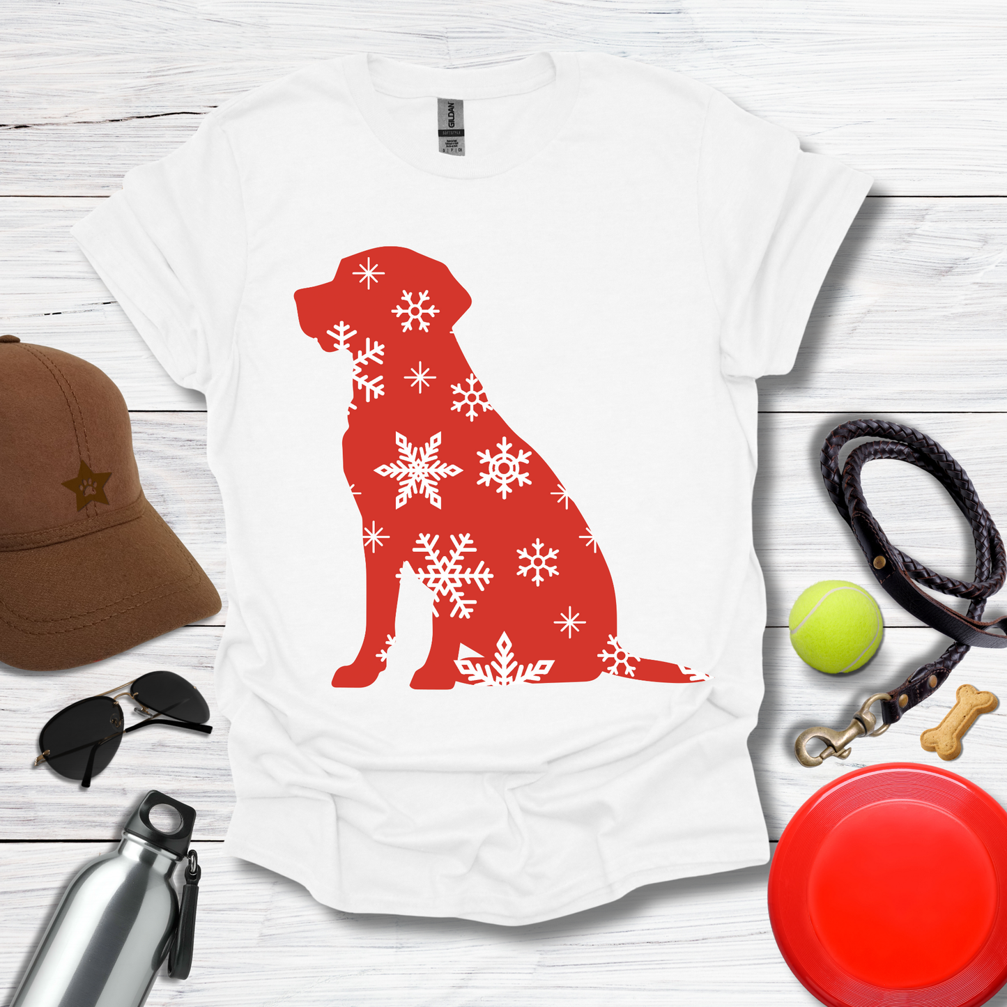 Christmas Labrador Red & Snowflake Tee