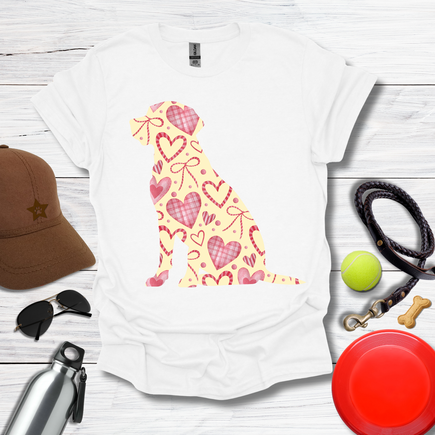 Lab with Hearts and Bows  T-Shirt