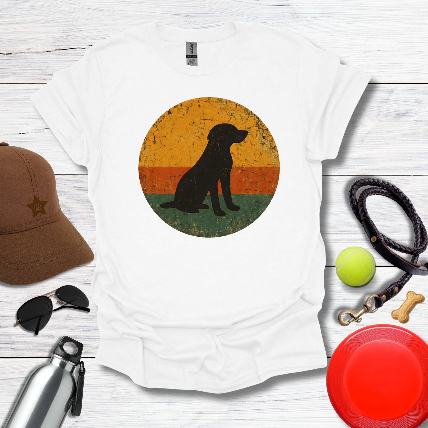 Retro Labrador Sunset Silhouette T-Shirt