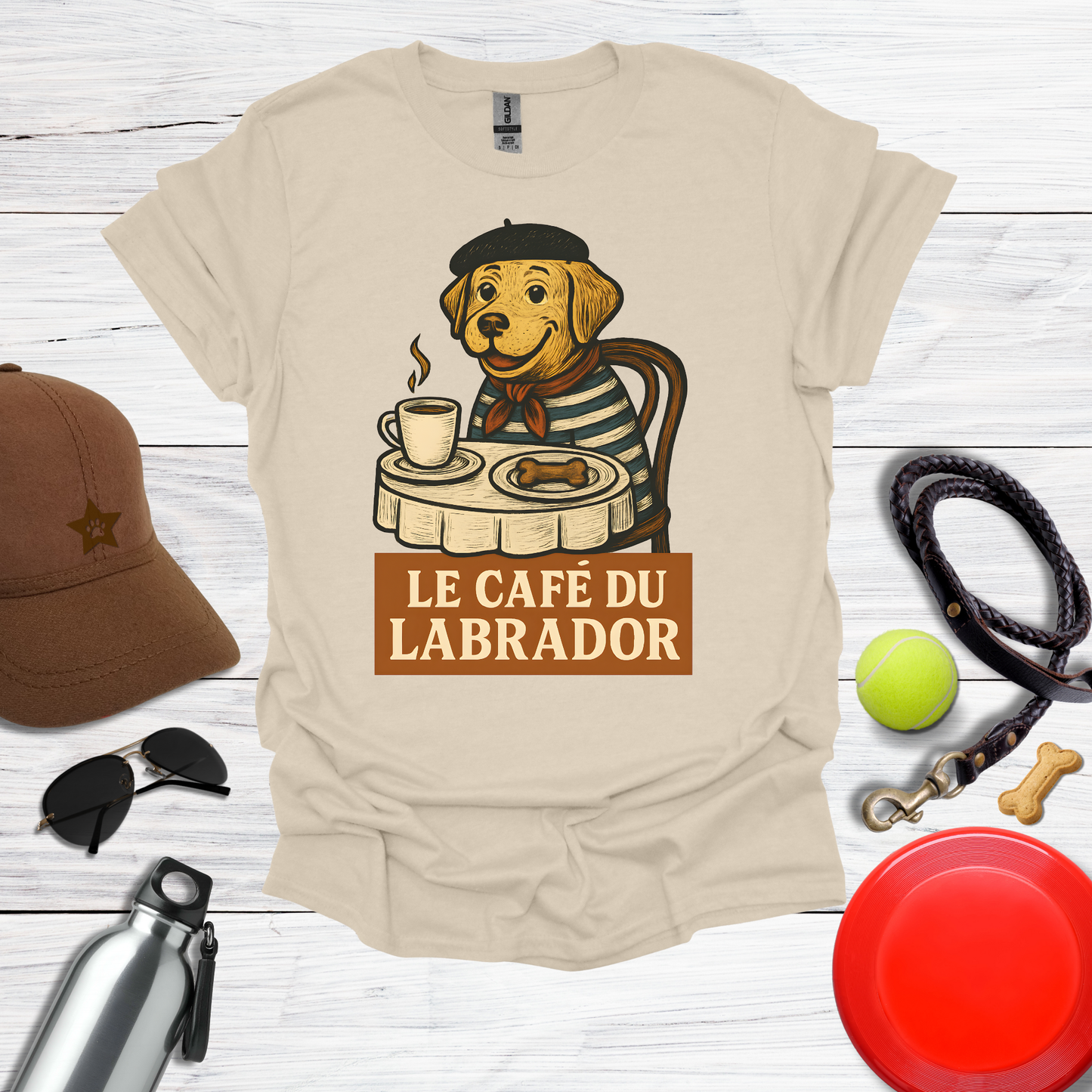Cute Labrador at French Cafe T-Shirt