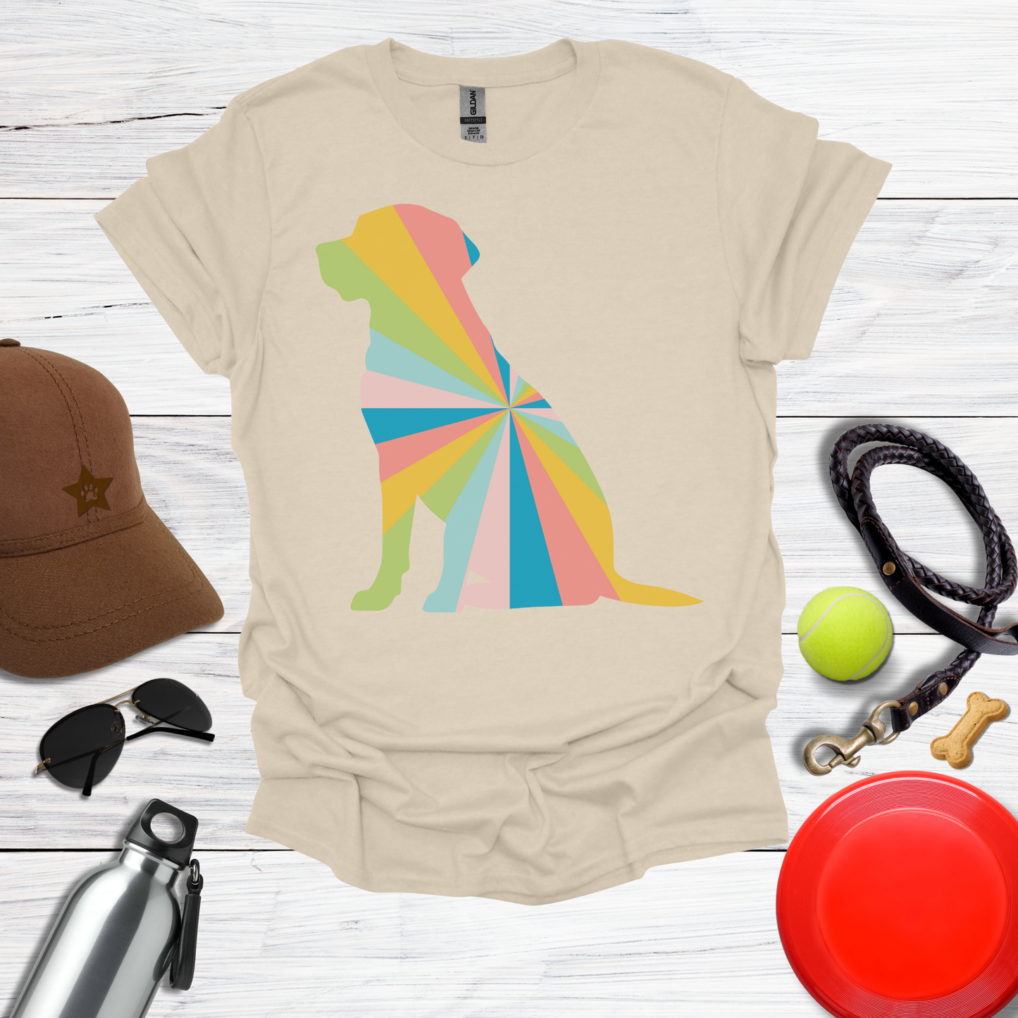 Rainbow Geometric Labrador Dog T-Shirt
