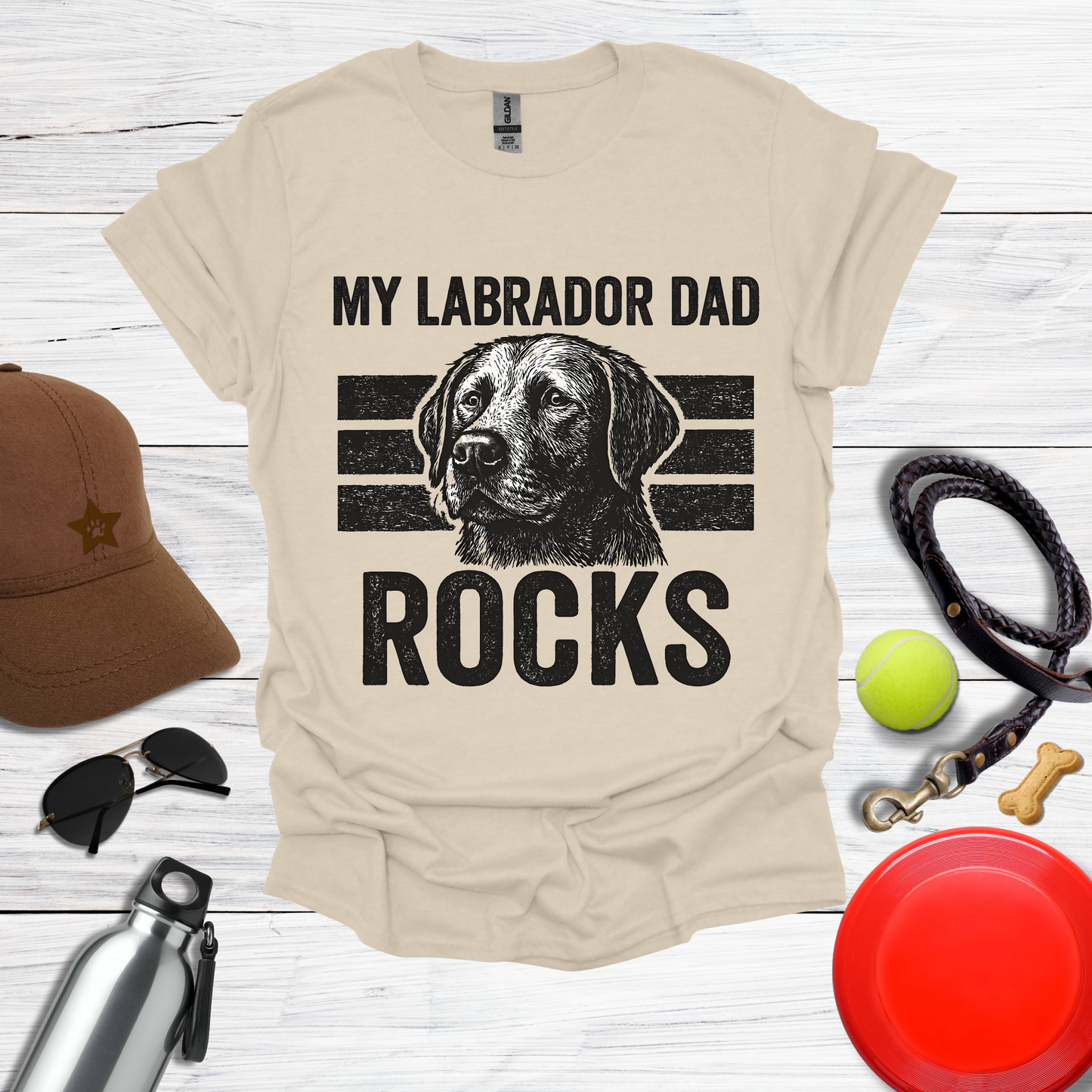 My Labrador Dad Rocks Retro T-Shirt