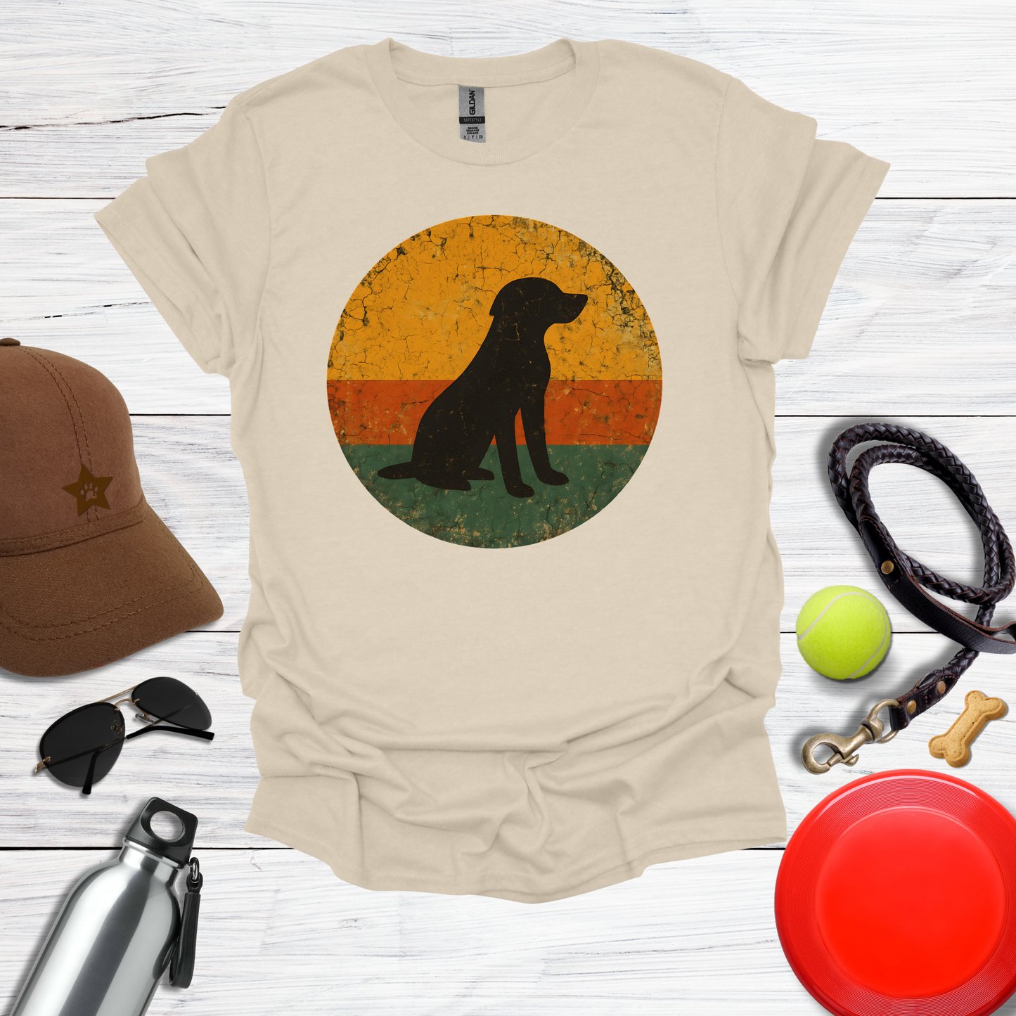 Retro Labrador Sunset Silhouette T-Shirt