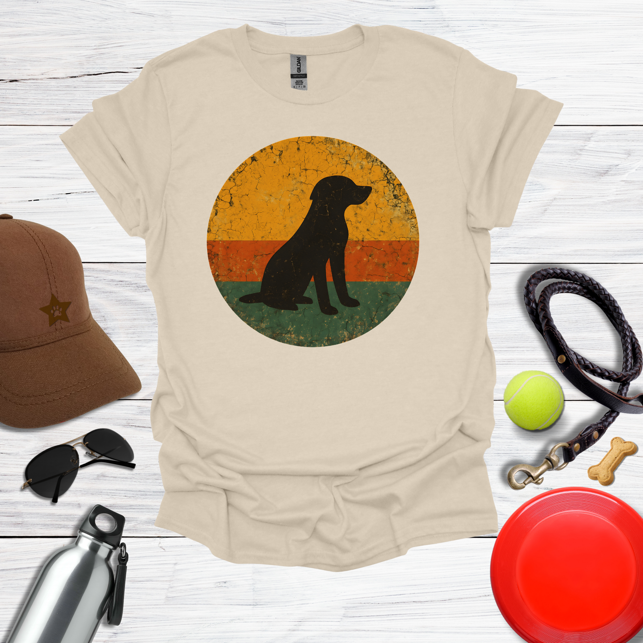 Retro Labrador Sunset Silhouette T-Shirt