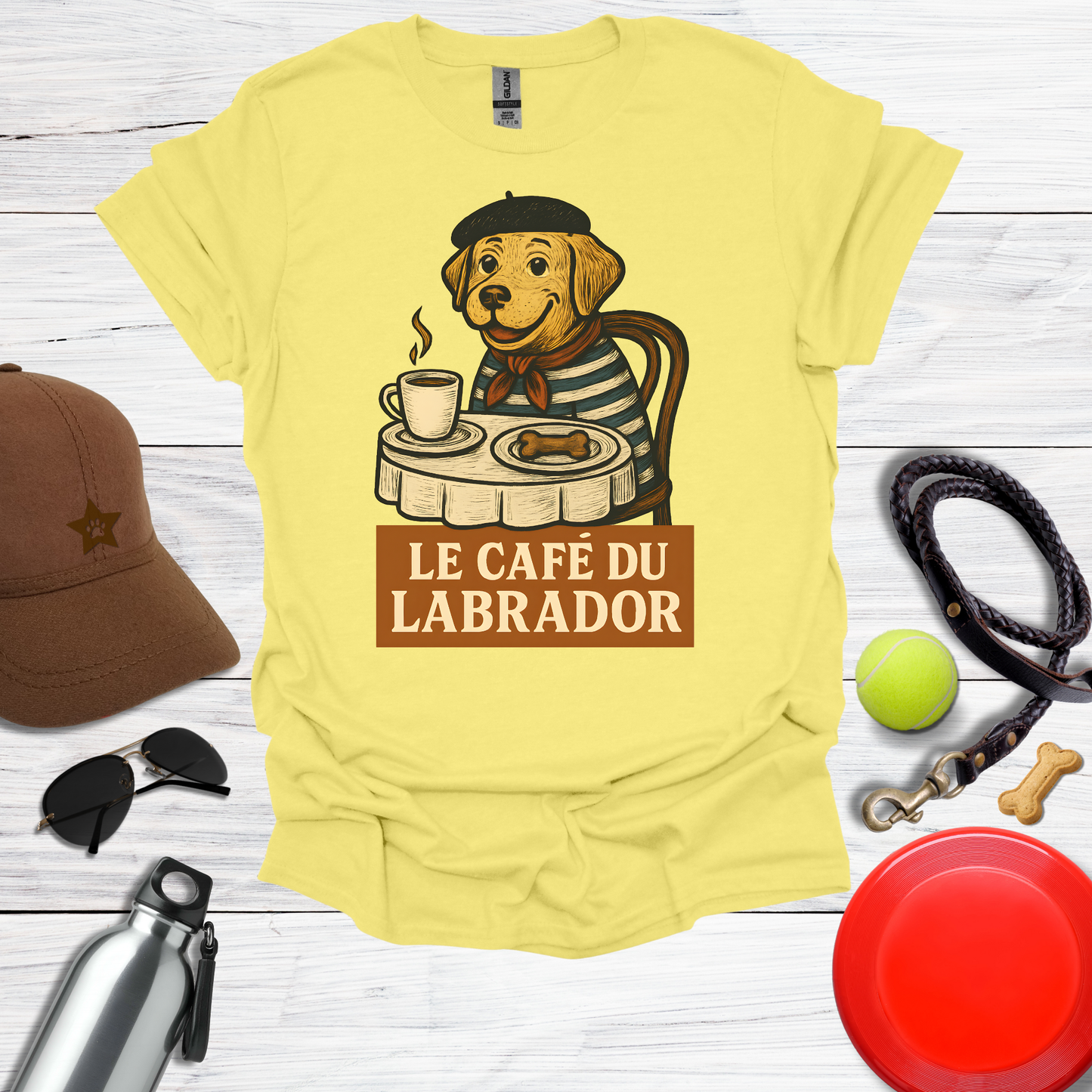 Cute Labrador at French Cafe T-Shirt