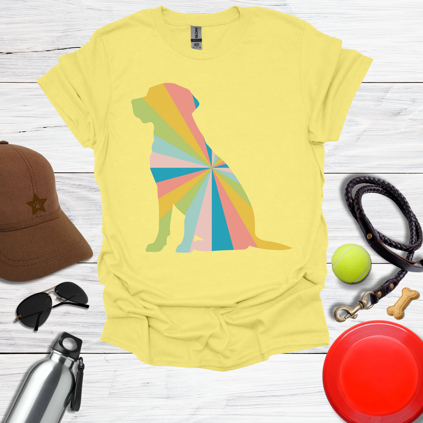Rainbow Geometric Labrador Dog T-Shirt