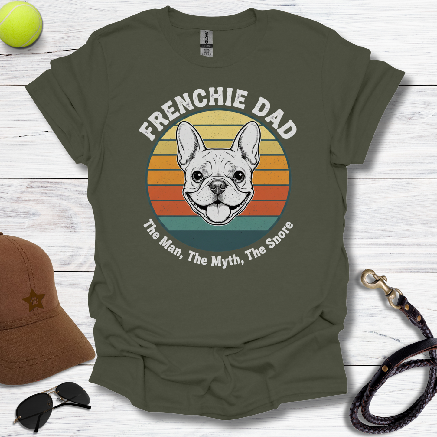 Frenchie Dad Man, Myth, Snore T-Shirt