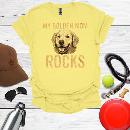 "My Golden Mom Rocks" Dog Mom T-Shirt