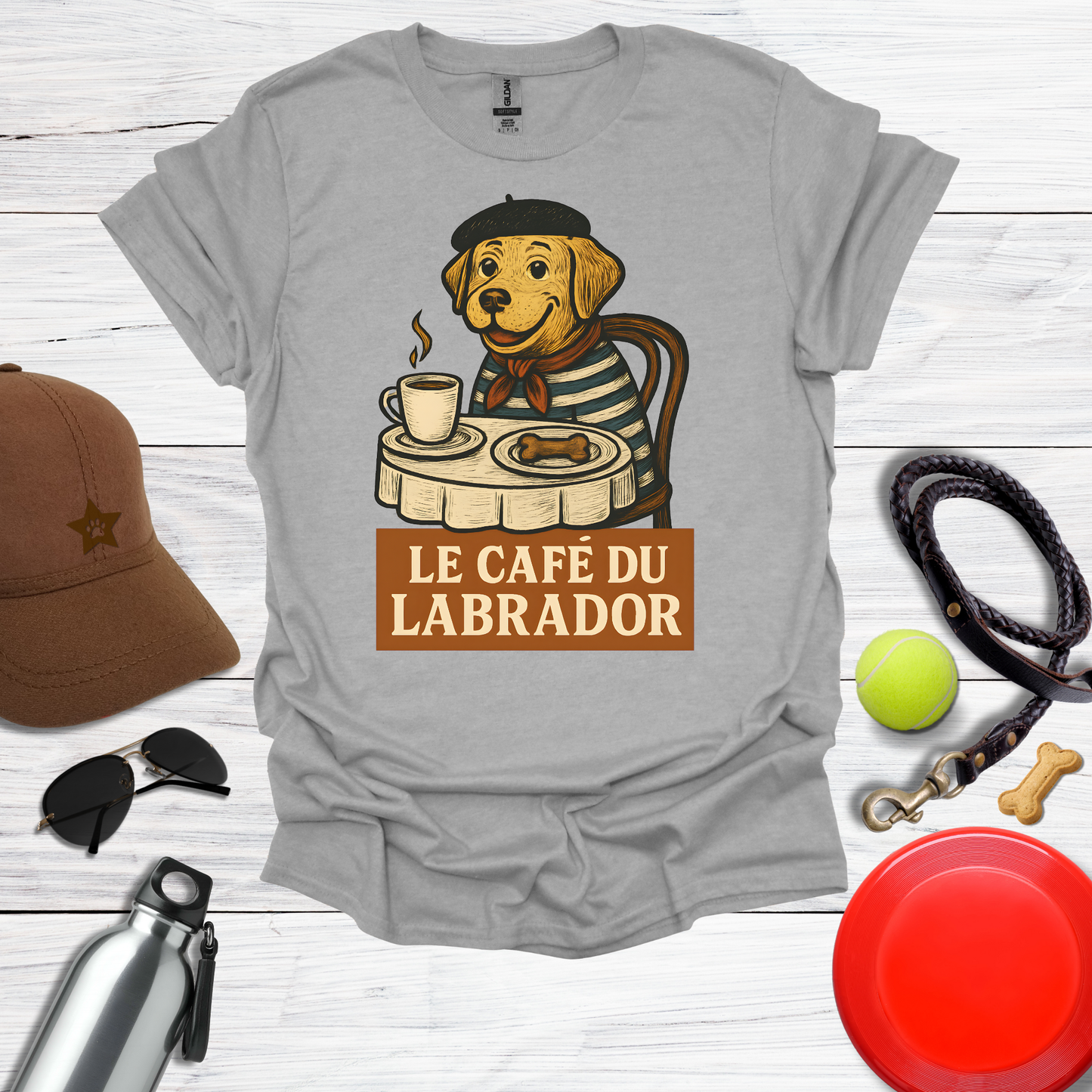 Cute Labrador at French Cafe T-Shirt