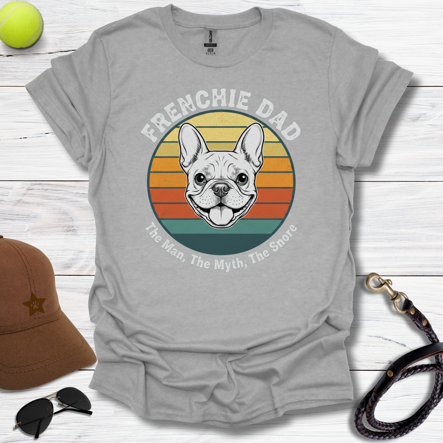 Frenchie Dad Man, Myth, Snore T-Shirt
