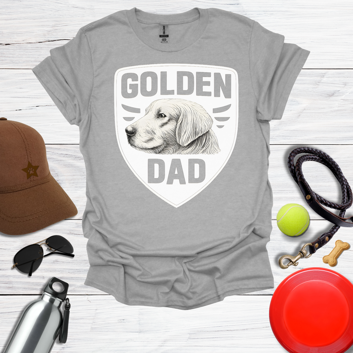 Golden Dad Vintage Dog Portrait T‑Shirt