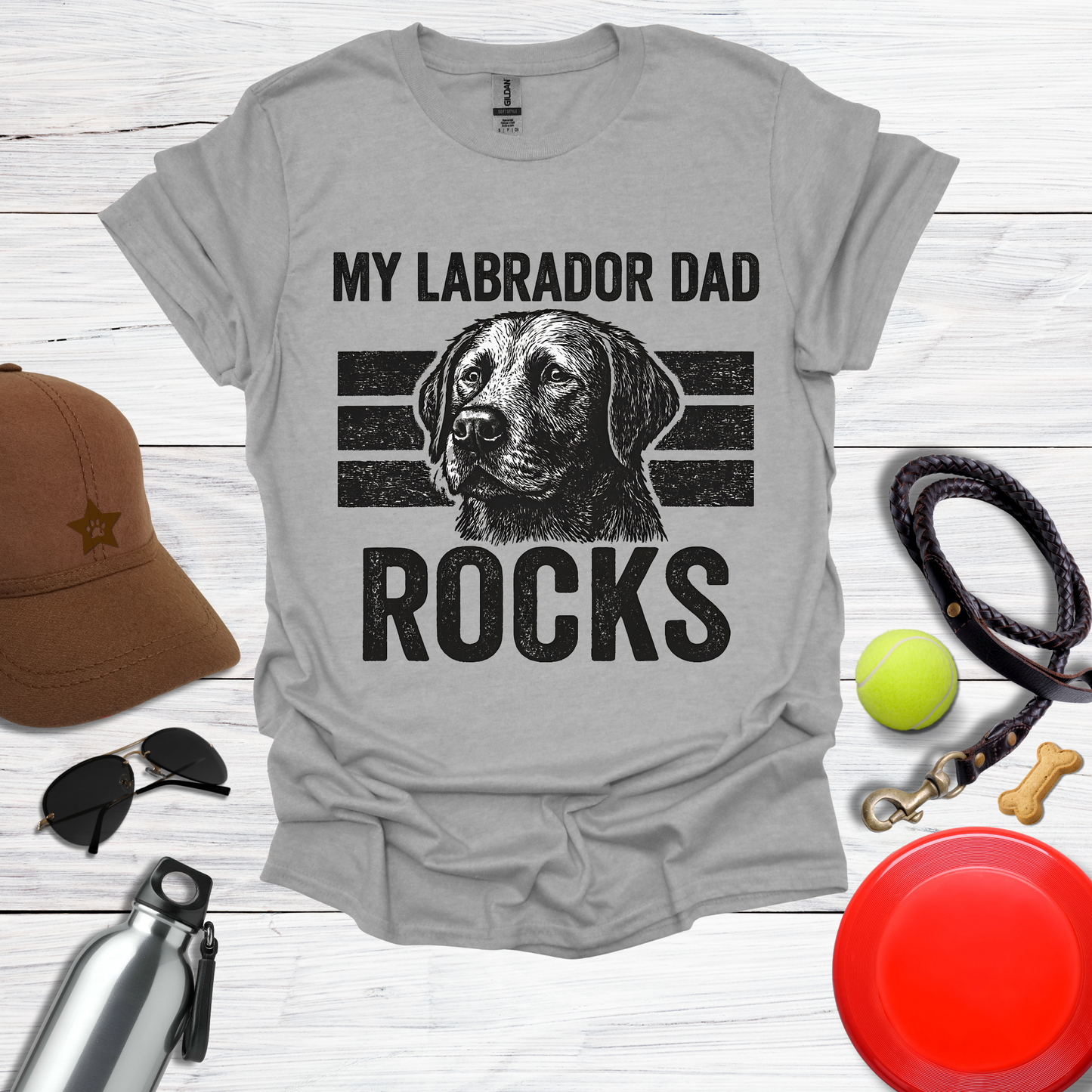 My Labrador Dad Rocks Retro T-Shirt