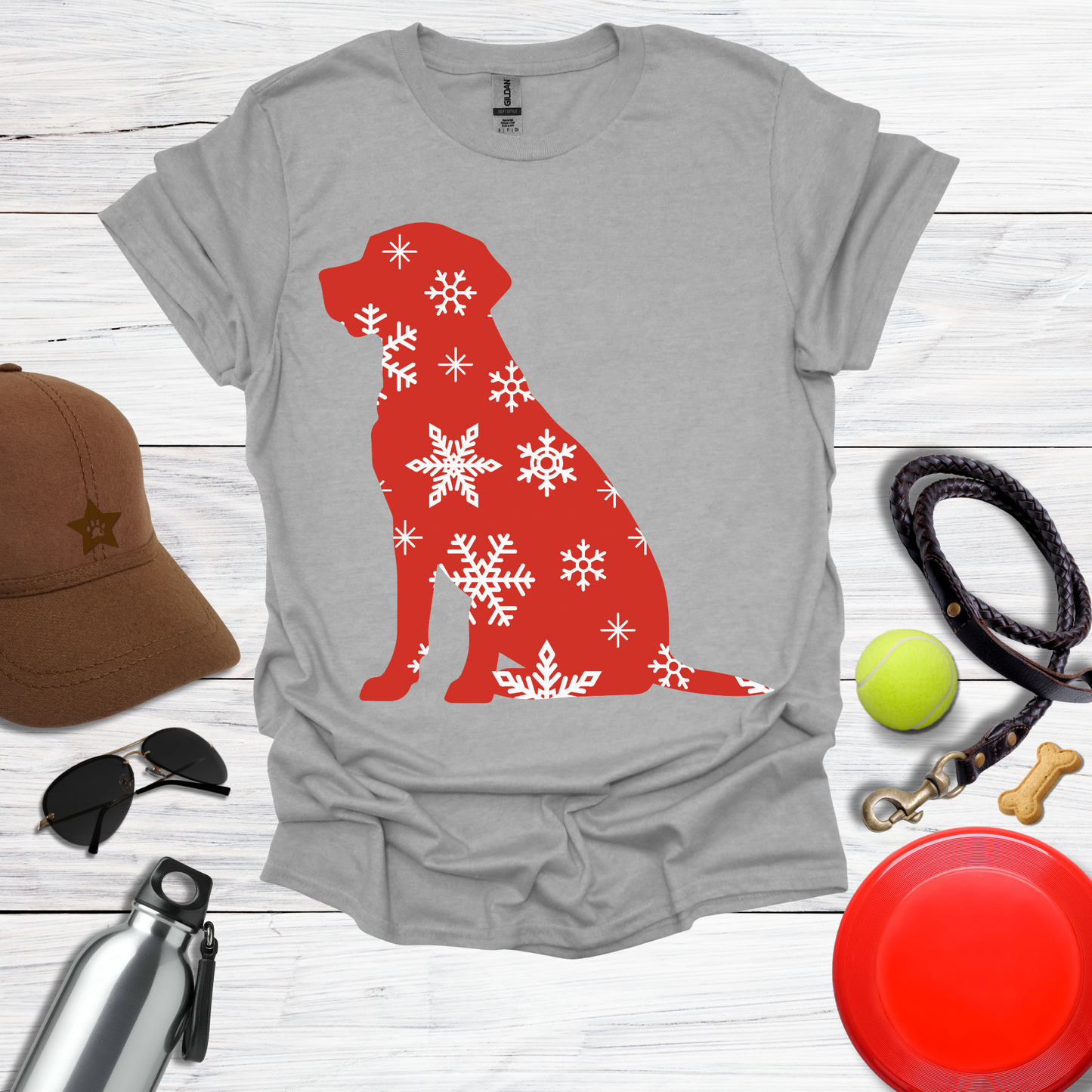 Christmas Labrador Red & Snowflake Tee