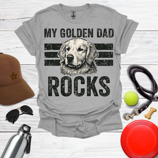“My Golden Dad Rocks” Dog Dad T-Shirt