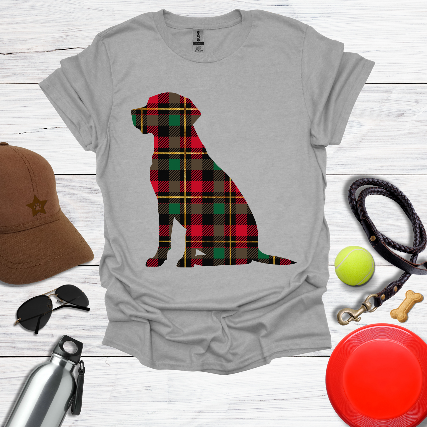Plaid Labrador Silhouette T-Shirt