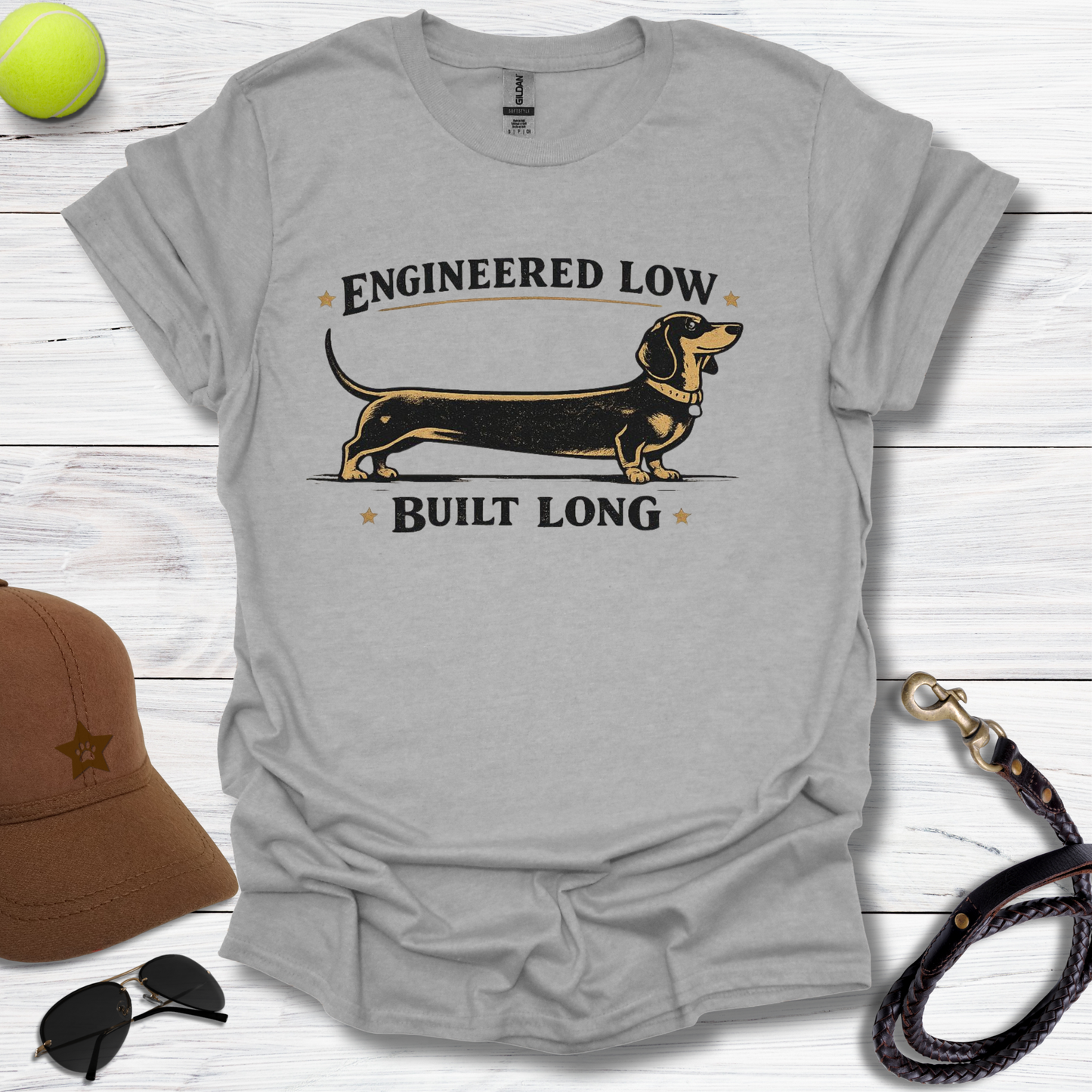 "Engineered Low, Built Long" Dachshund T-Shirt