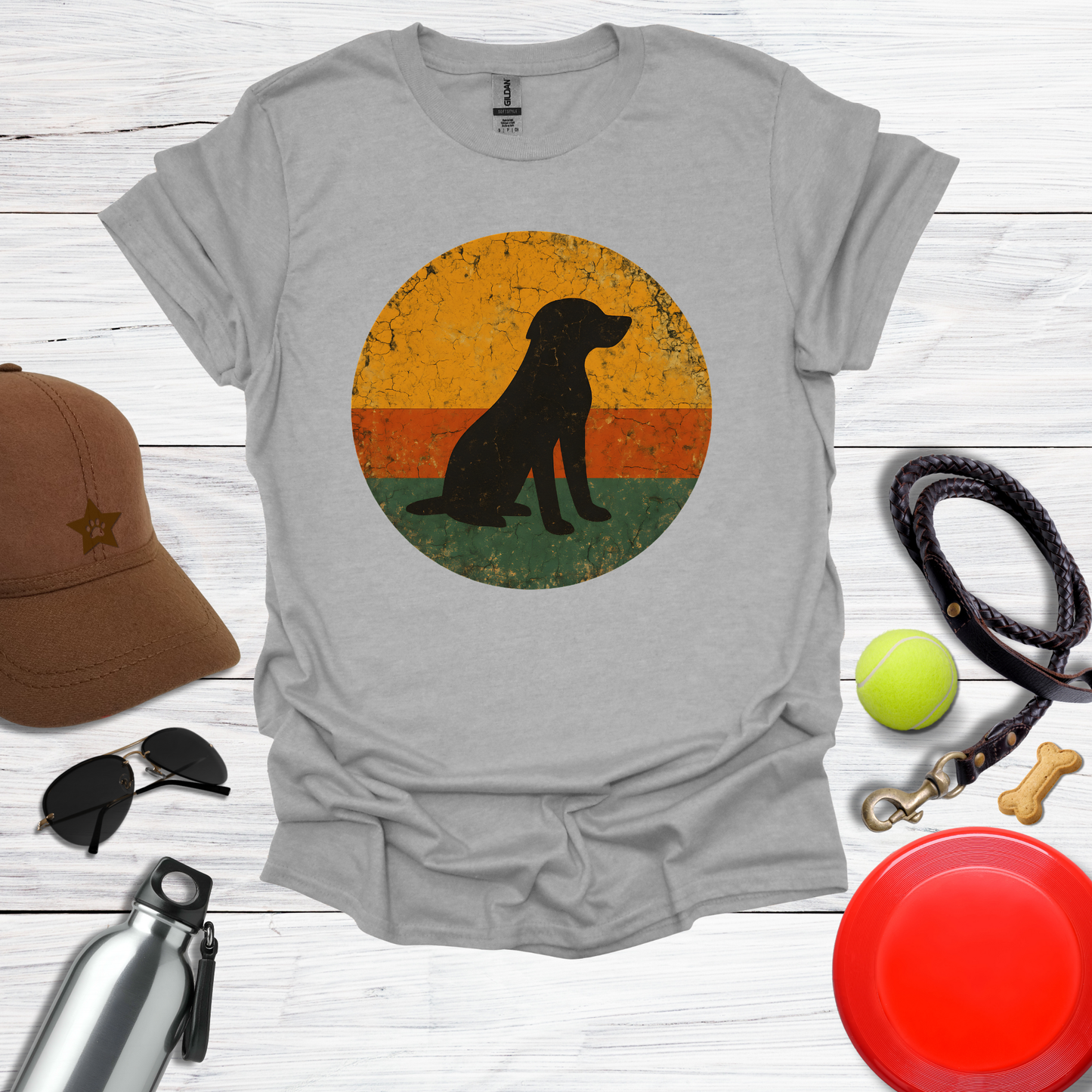 Retro Labrador Sunset Silhouette T-Shirt