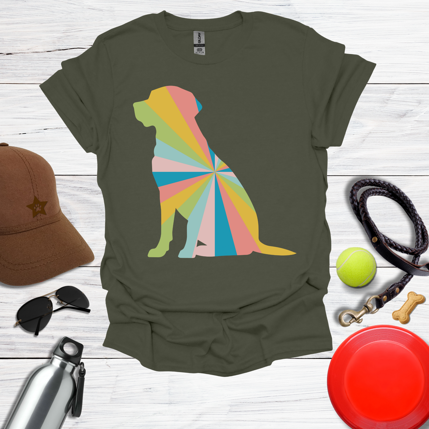 Rainbow Geometric Labrador Dog T-Shirt