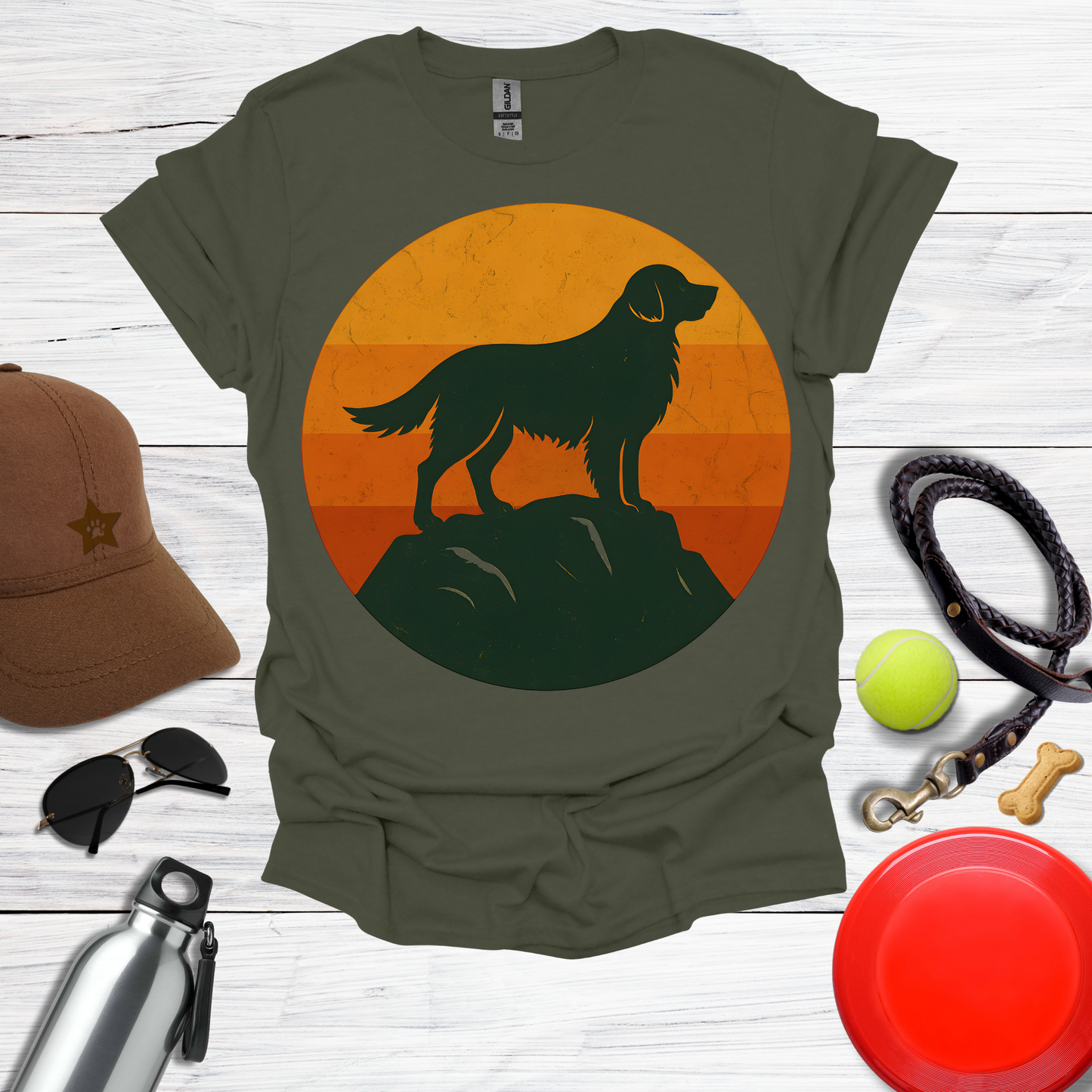 Golden Retriever at Sunset Peak T-Shirt