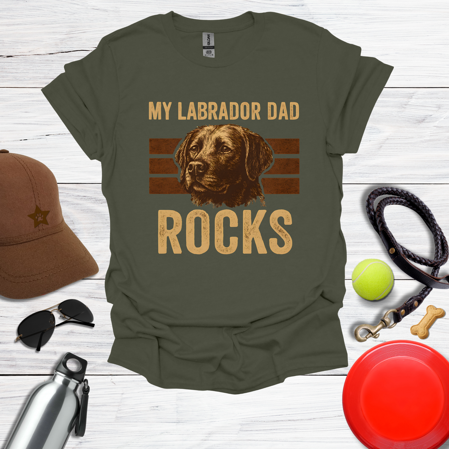 My Labrador Dad Rocks Retro T-Shirt