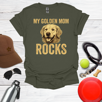 "My Golden Mom Rocks" Dog Mom T-Shirt