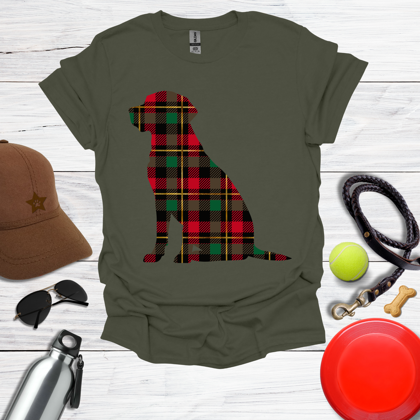 Plaid Labrador Silhouette T-Shirt