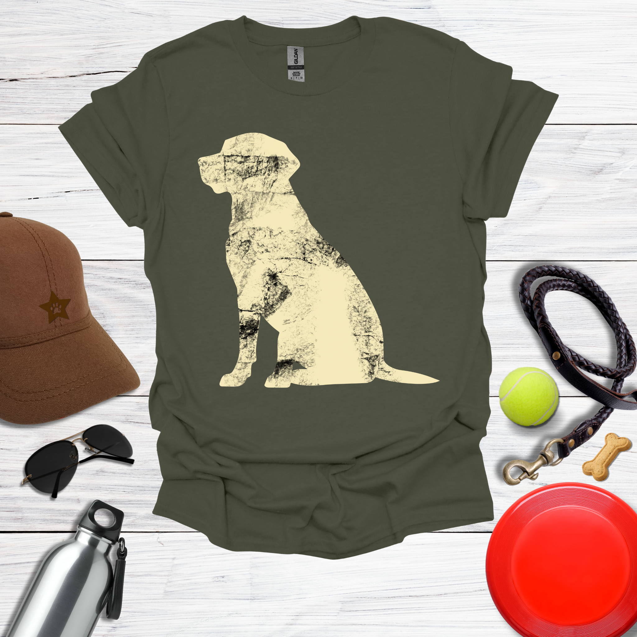 Grunge Labrador Silhouette T-Shirt