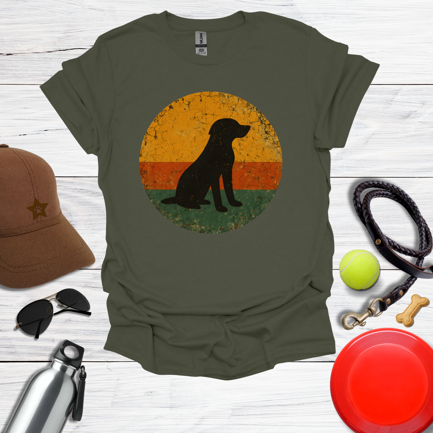 Retro Labrador Sunset Silhouette T-Shirt