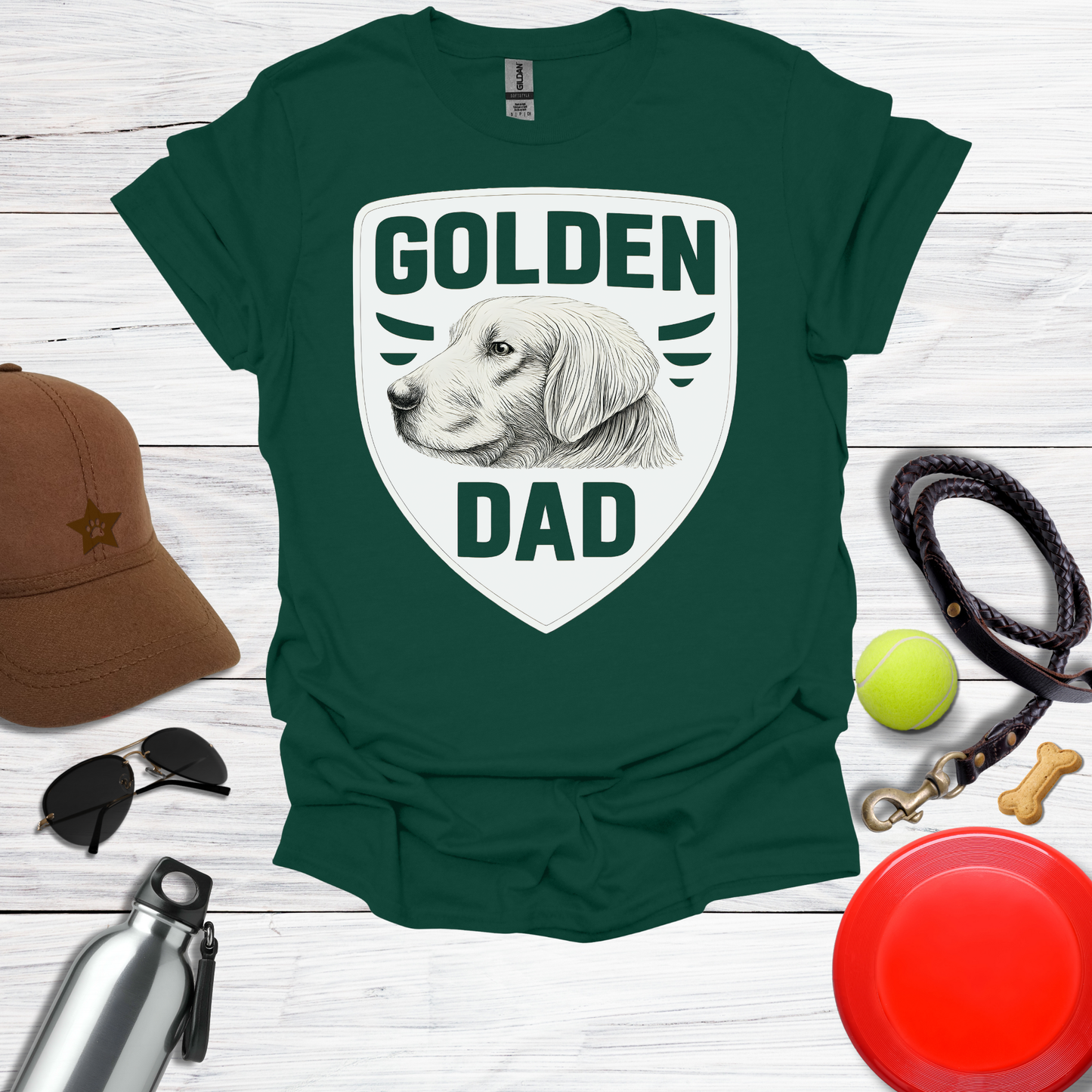 Golden Dad Vintage Dog Portrait T‑Shirt