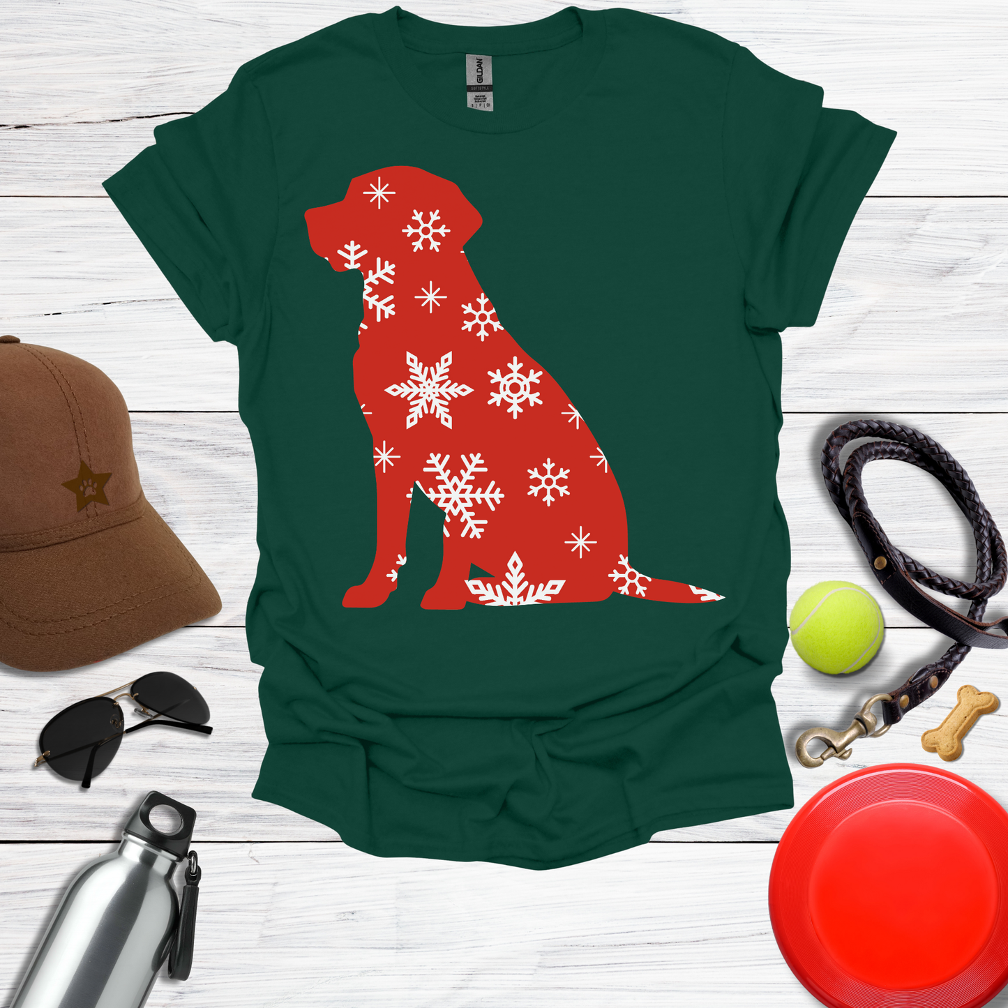 Christmas Labrador Red & Snowflake Tee