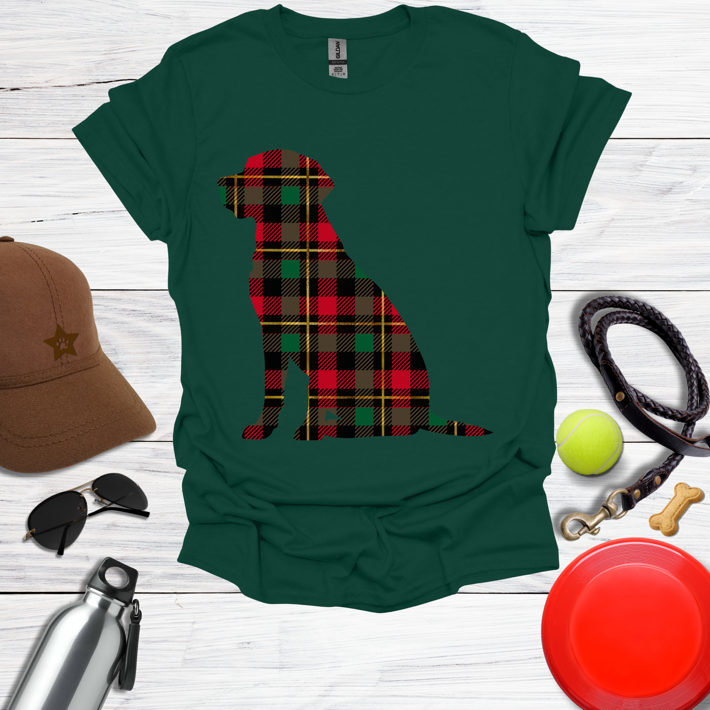 Plaid Labrador Silhouette T-Shirt