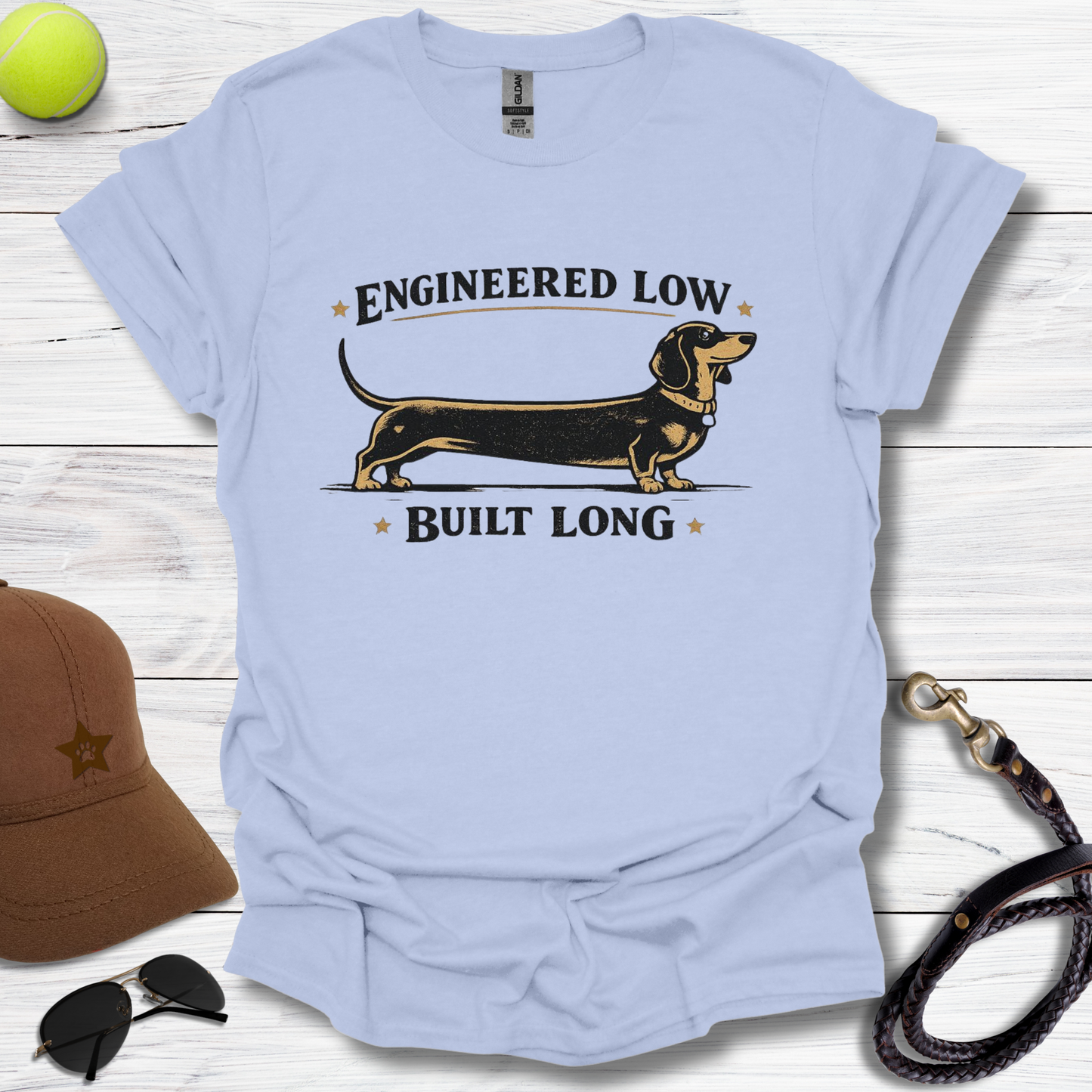 "Engineered Low, Built Long" Dachshund T-Shirt