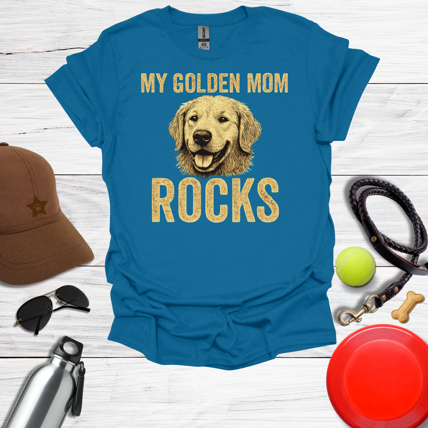 "My Golden Mom Rocks" Dog Mom T-Shirt